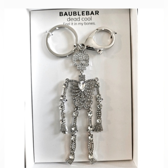 💀🔹️ BaubleBar 🔹️Crystal Skeleton Keychain Bag Charm - Picture 1 of 3